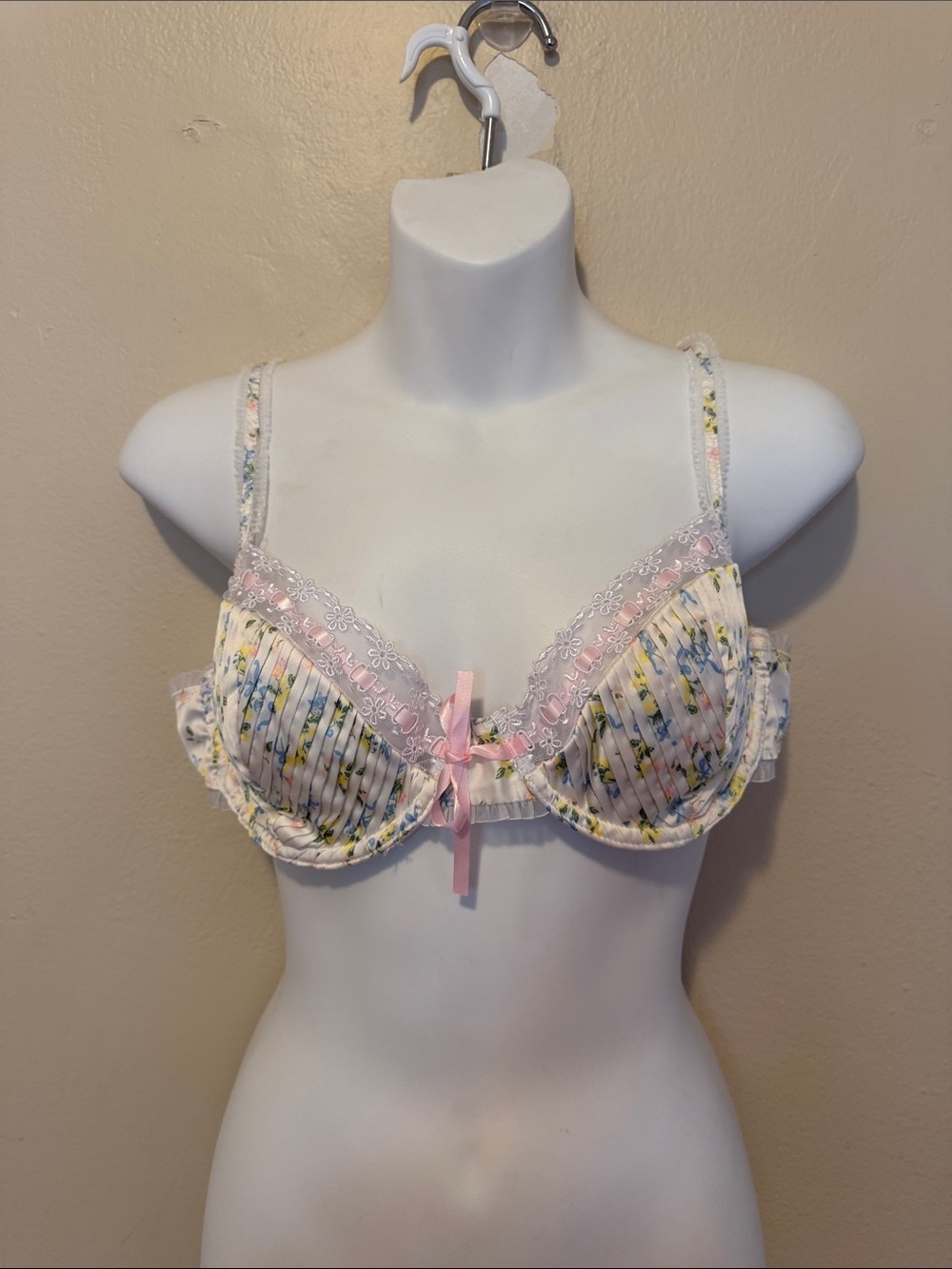 For Love & Lemons Pink Trim Floral Underwire Bra
